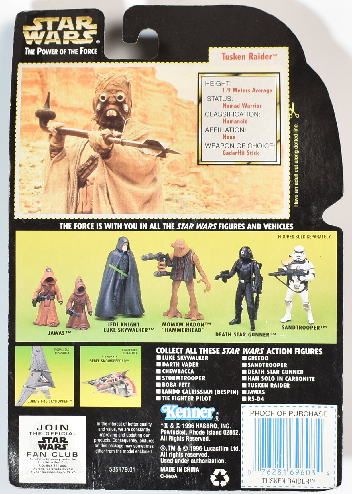 Star Wars Power of the Force Green Card Tusken Raider Kenner 1995