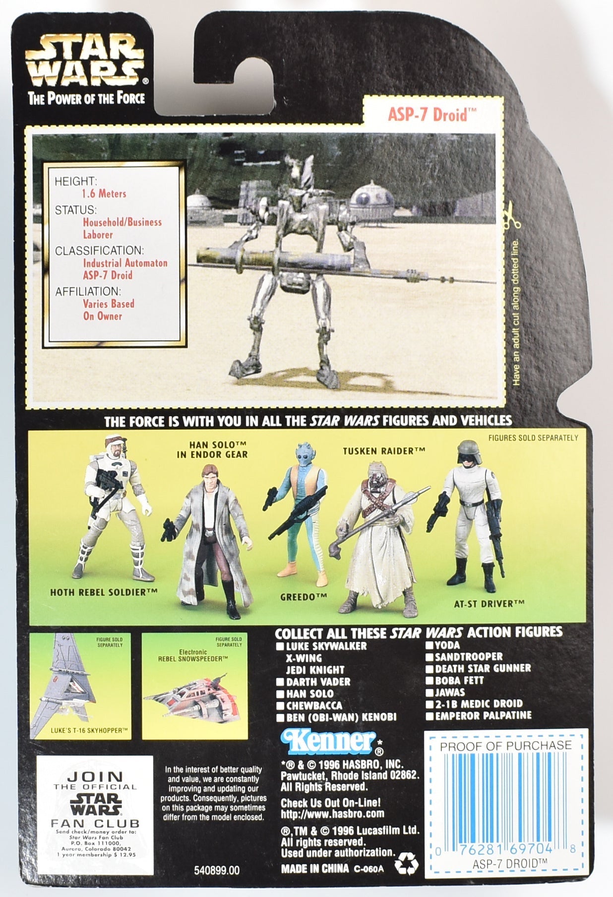 Star Wars Power of the Force Green Card ASP-7 Droid 1996 Kenner Action Figure