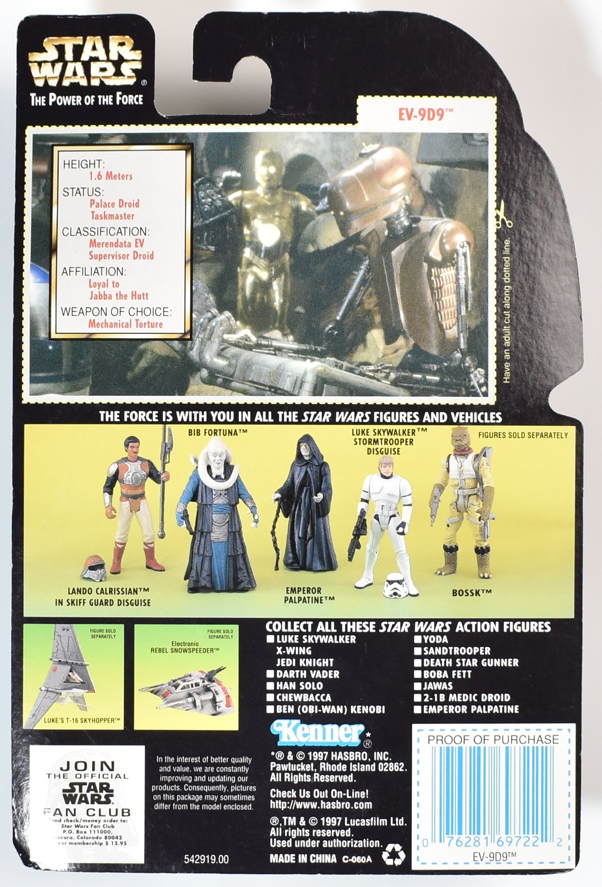 Star Wars Power of the force Green Card Ev-9D9 Data Pad
