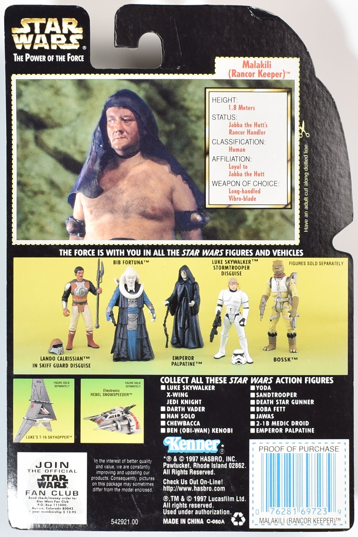 Star Wars Power of the Force Green Card Malakili Rancor Keeper 1997 Kenner