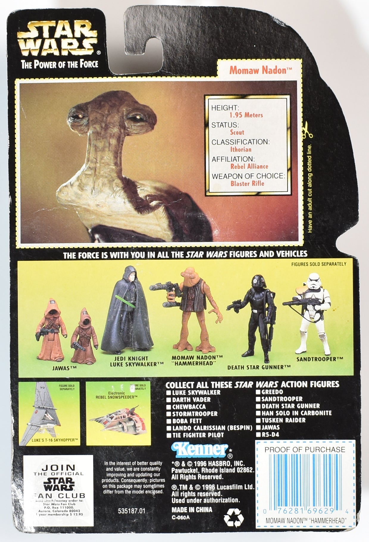 Star Wars Power of the Force Green Card Momaw Nadon Hammerhead Kenner 1996