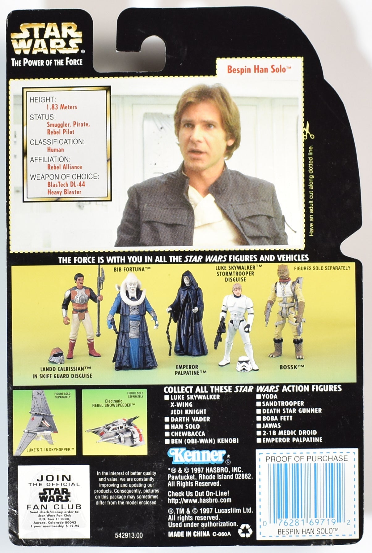 Star Wars Power of the Force Green Card Han Solo Bespin