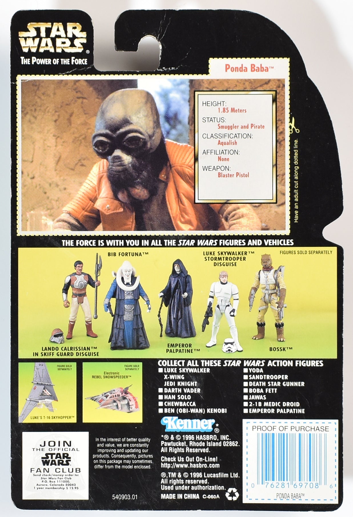 Star Wars Power of the force Green Card Ponda Baba Action Figure Kenner 1996