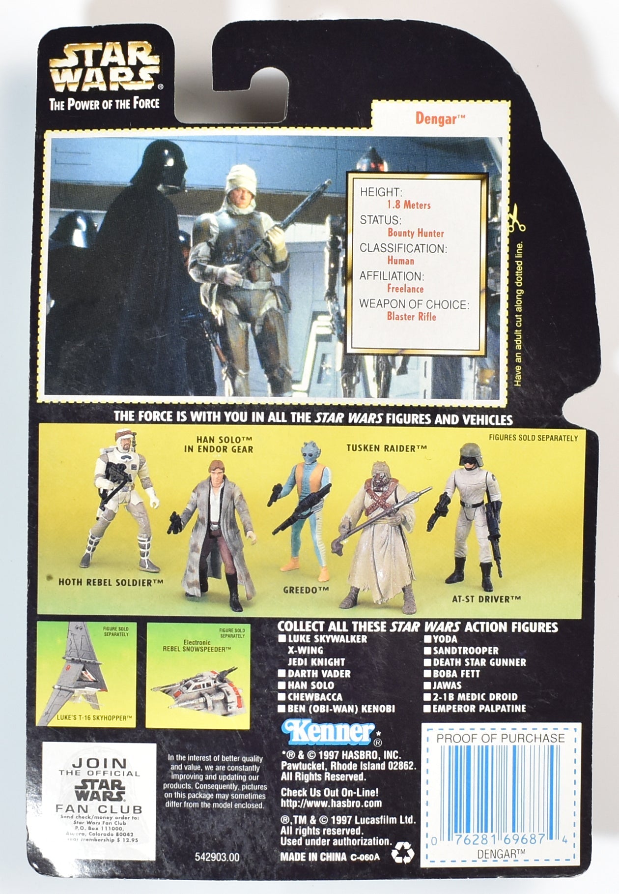 Star Wars Power of the force Green Card Dengar Kenner