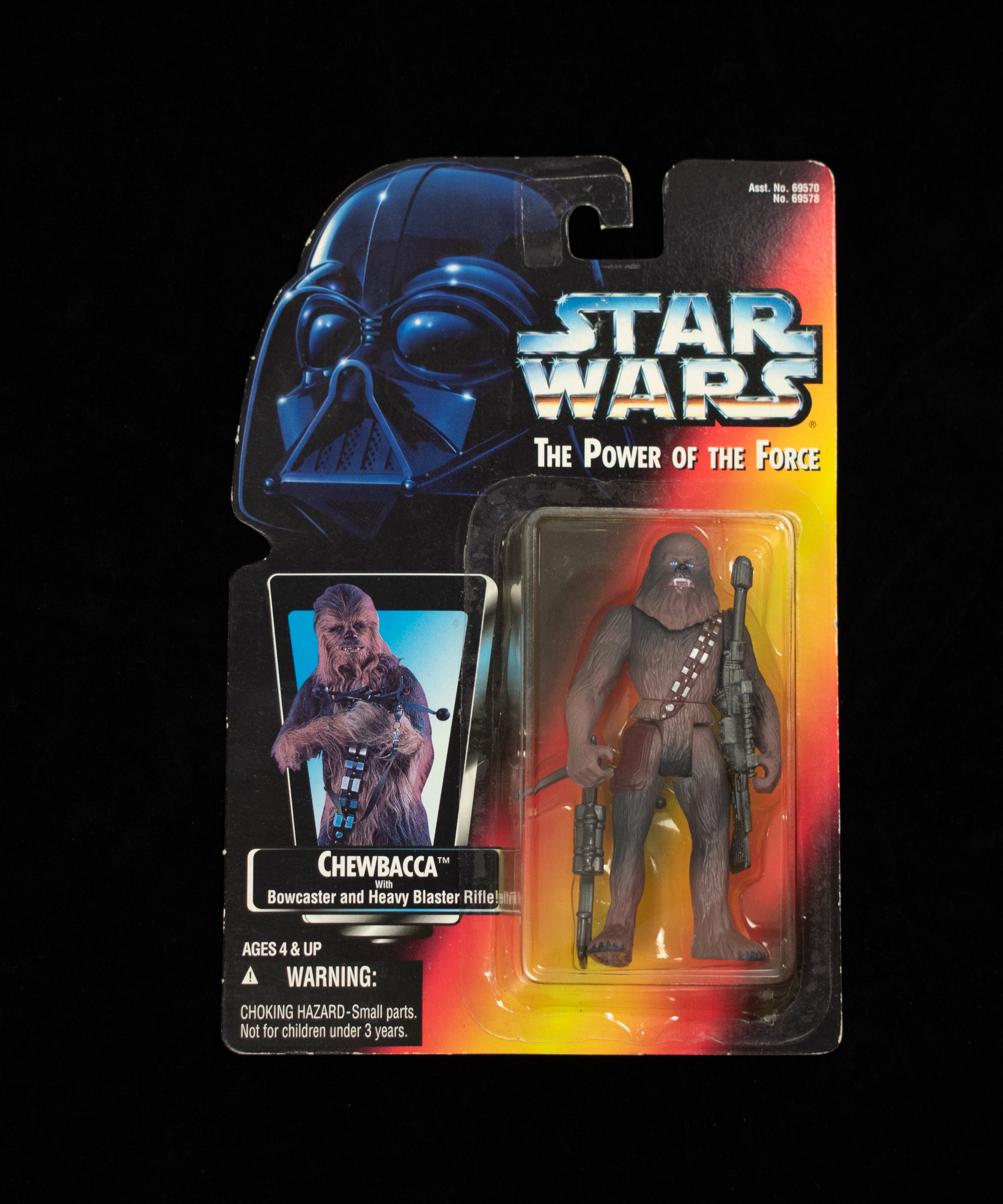 Star Wars Power Of the Force Orange Card Chewbacca 1995 Bowcaster and Heavy Blas