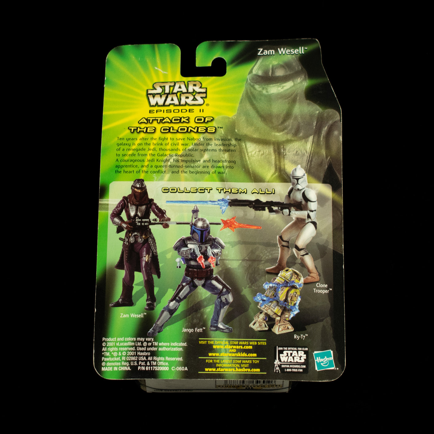 Star Wars Power of the Jedi Action Figure Zam Wesell Attack of the clones Sneak