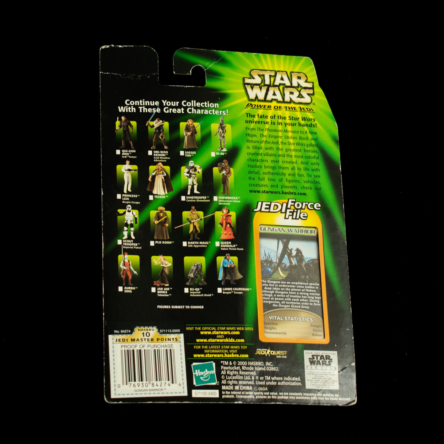 Star Wars Power of the Jedi Action Figure Gungan Warrior Hasbro 2000