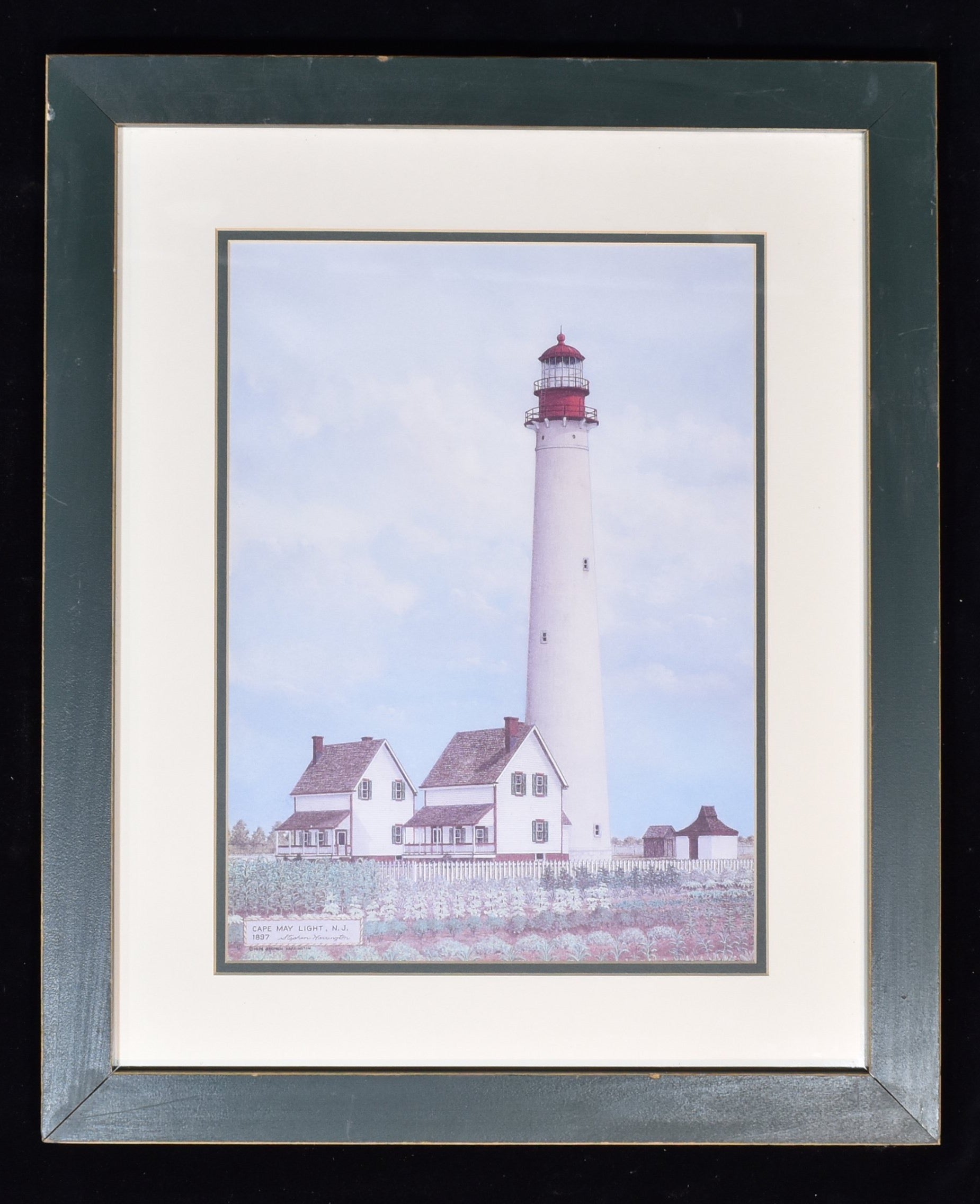 Cape May Light NJ 1897 light house framed print 19 x 23 Inch
