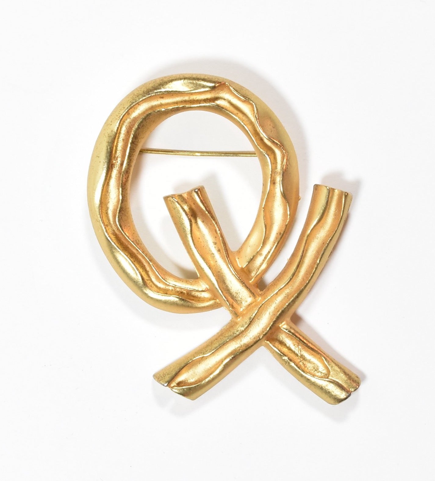 Golden X O Brooch Pin 2 and half inch used
