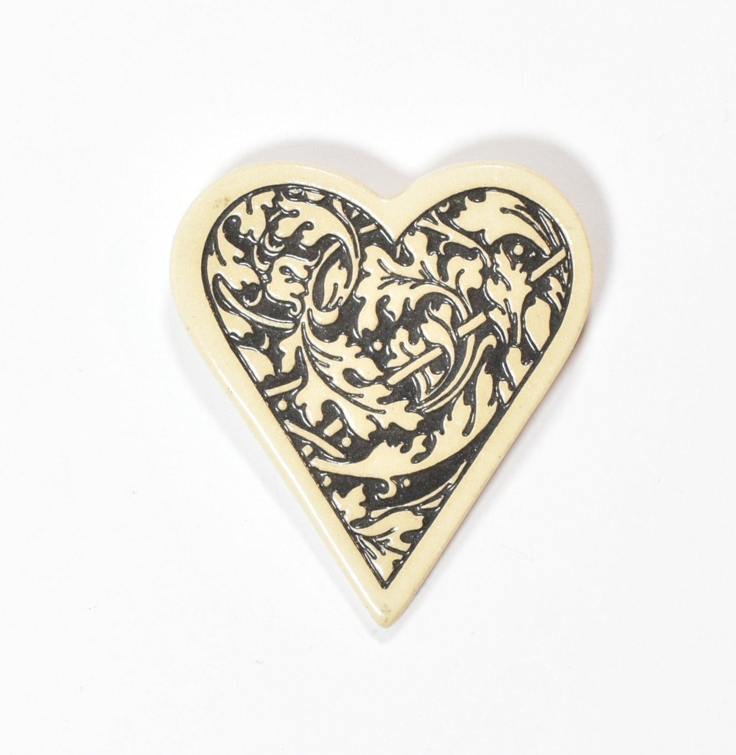Heart Brooch Pin Used 2 inch Vintage collectible pin