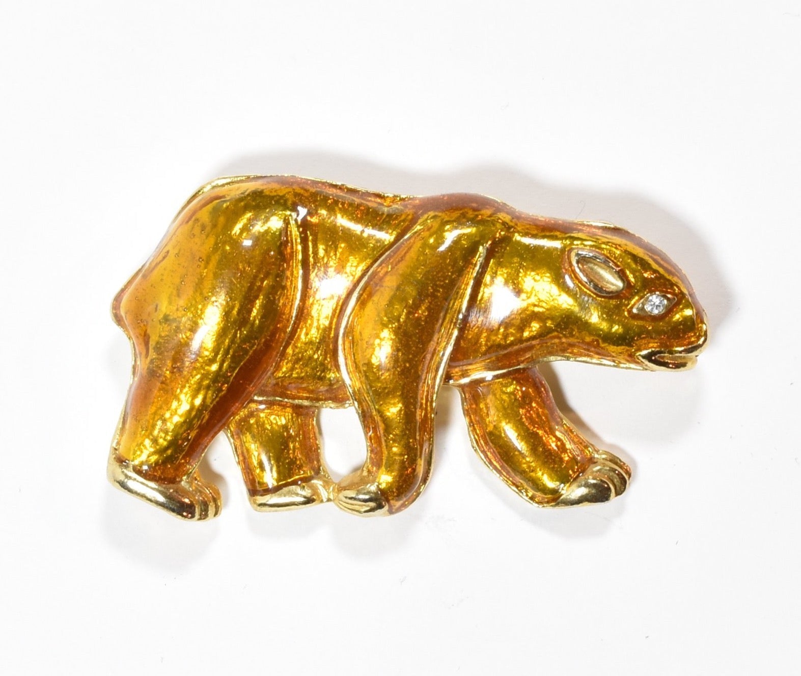 Bear Brooch pin Vintage Collectible pin 2 and half inch used GOLD