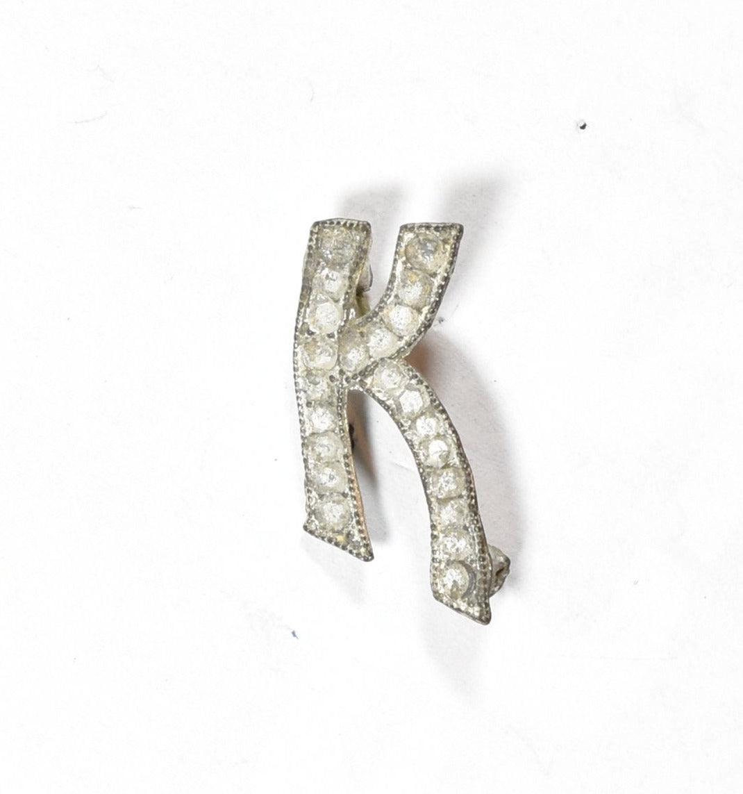 Sweater shirt pin letter K silver used faded K pin 1 inch