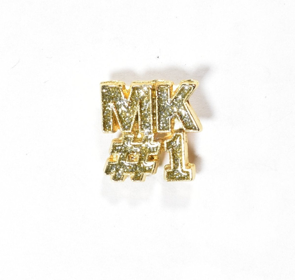 MK Number one Gold and silver Flashy number 1 Pin Button Pin