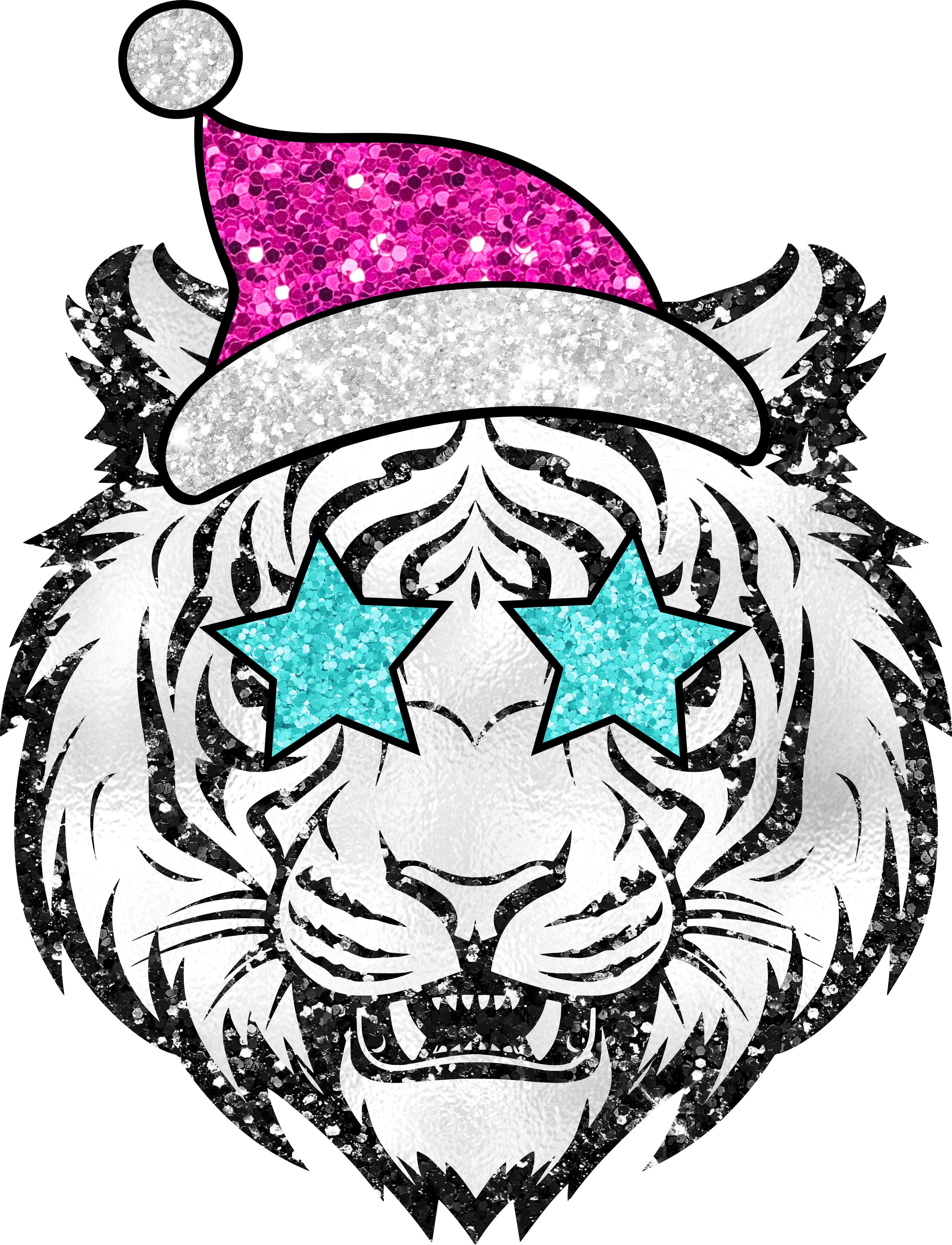 Pink Santa Hat Tiger