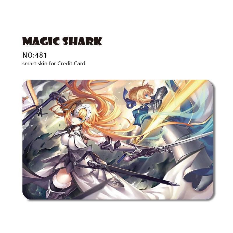 Magic Shark Leaf Warrior Pig Anime Cartoon Flower Matte Film Sticker Skin Film Cover for Big Small No Chip Credit Debit Card
