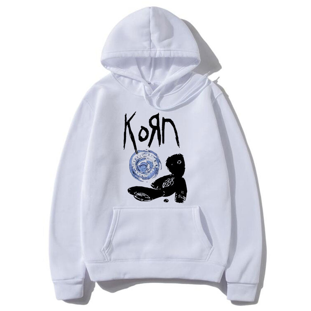 Korn Rock Band Letter Print Hoodie Doll Graphic Hoodies Men Women Hip Hop Oversized Sweatshirt Unisex Cotton Gothic Streetwear