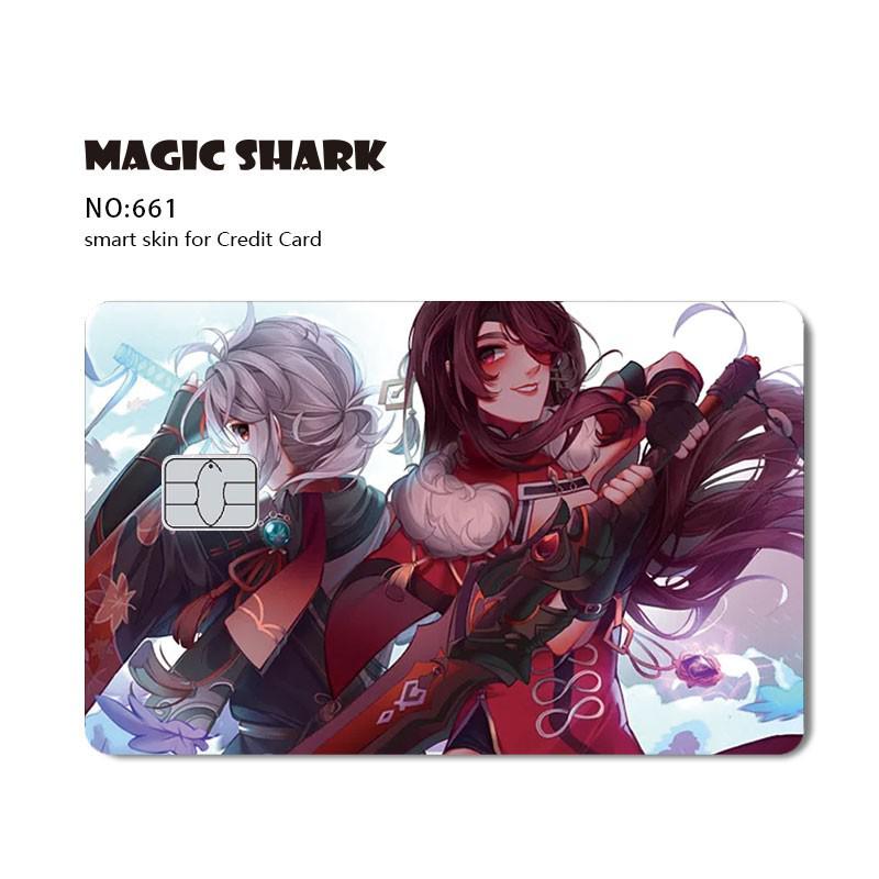 Magic Shark Cool Game Anime Cartoon Matte Film Sticker Skin Film Cover for Big Small No Chip Credit Debit Card Bus Card