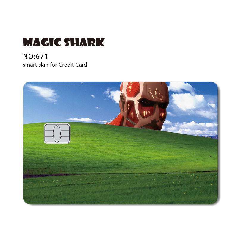 Magic Shark Cool Game Anime Cartoon Matte Film Sticker Skin Film Cover for Big Small No Chip Credit Debit Card Bus Card
