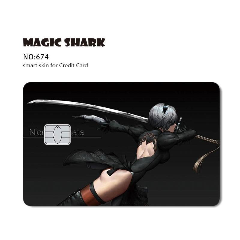Magic Shark Cool Game Anime Cartoon Matte Film Sticker Skin Film Cover for Big Small No Chip Credit Debit Card Bus Card