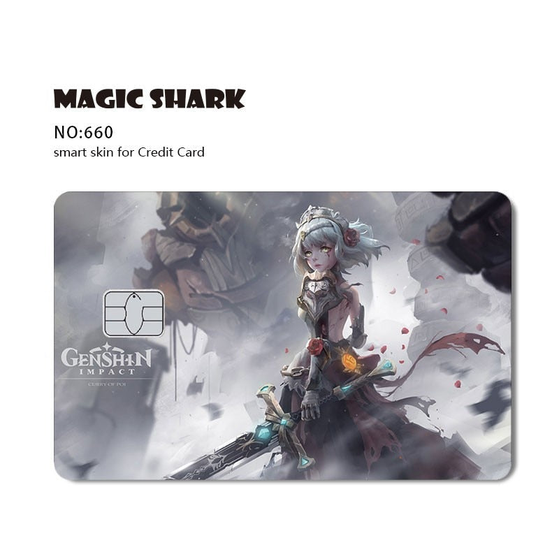 Magic Shark Cool Game Anime Cartoon Matte Film Sticker Skin Film Cover for Big Small No Chip Credit Debit Card Bus Card