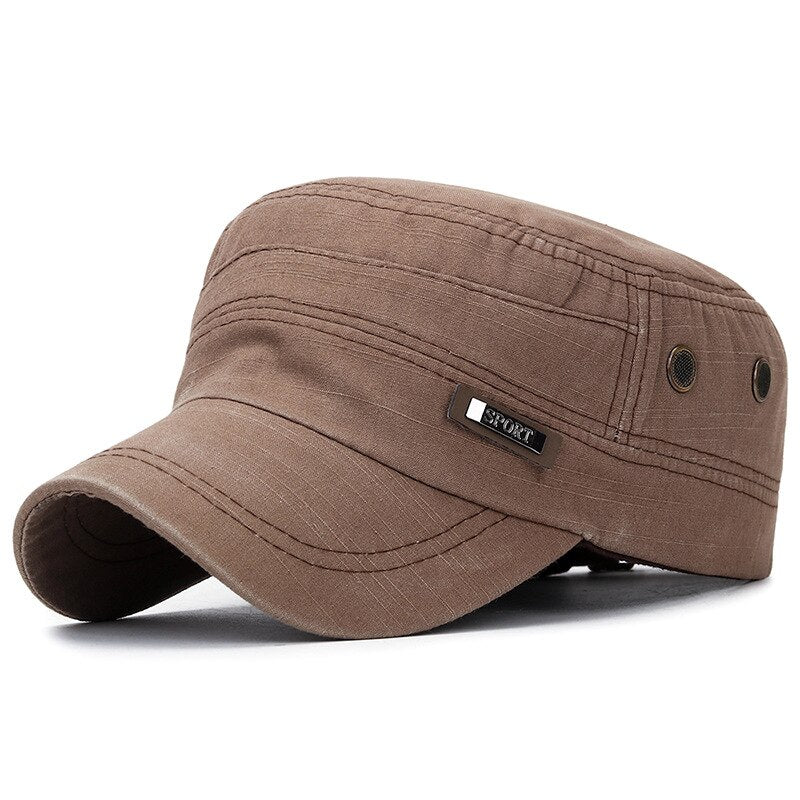 New Fashion Men Military Cap Summer spring Casual Cadet Hat Washed Cotton Flat Top Caps unisex Vintage army Hats Man Caps