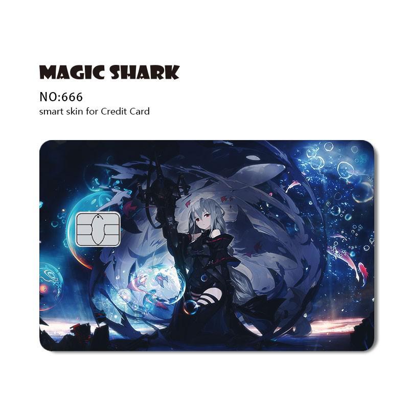 Magic Shark Cool Game Anime Cartoon Matte Film Sticker Skin Film Cover for Big Small No Chip Credit Debit Card Bus Card
