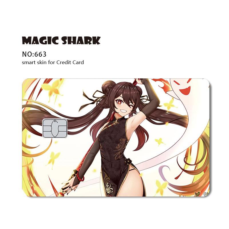 Magic Shark Cool Game Anime Cartoon Matte Film Sticker Skin Film Cover for Big Small No Chip Credit Debit Card Bus Card