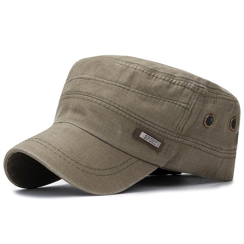 New Fashion Men Military Cap Summer spring Casual Cadet Hat Washed Cotton Flat Top Caps unisex Vintage army Hats Man Caps