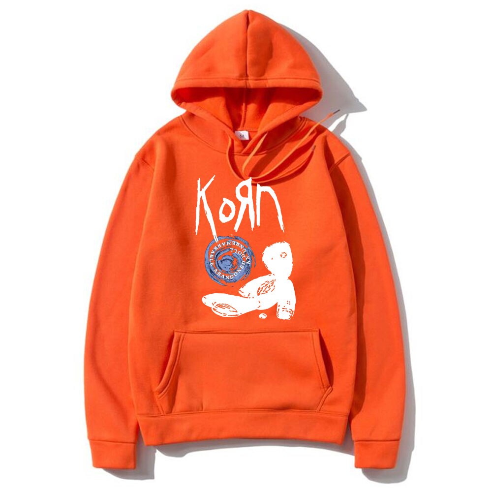 Korn Rock Band Letter Print Hoodie Doll Graphic Hoodies Men Women Hip Hop Oversized Sweatshirt Unisex Cotton Gothic Streetwear