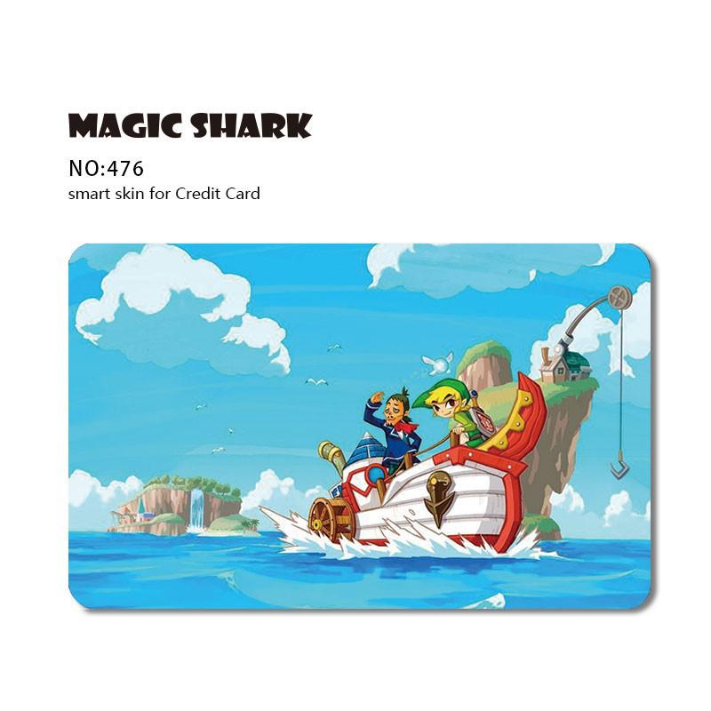 Magic Shark Leaf Warrior Pig Anime Cartoon Flower Matte Film Sticker Skin Film Cover for Big Small No Chip Credit Debit Card