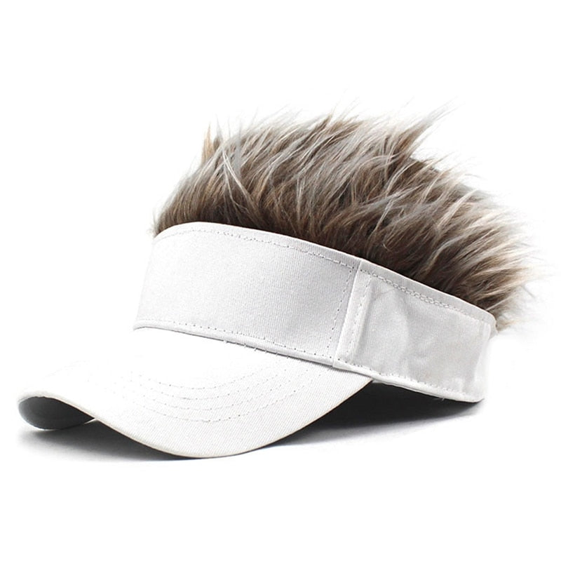 Novelty Baseball Cap Fake Hair Visor Sun Hat Men Women Hip Hop Caps With Spiked