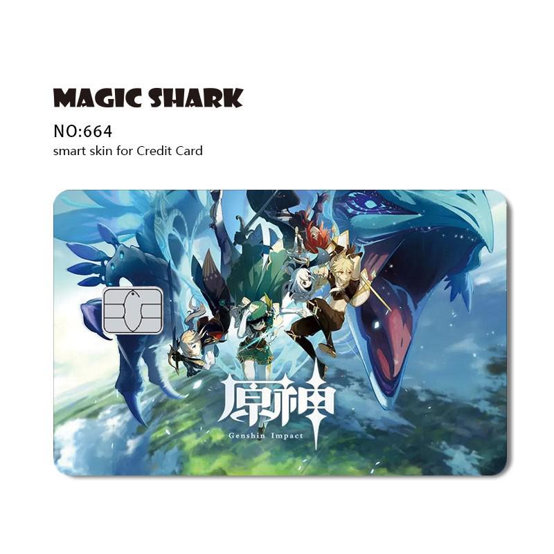 Magic Shark Cool Game Anime Cartoon Matte Film Sticker Skin Film Cover for Big Small No Chip Credit Debit Card Bus Card
