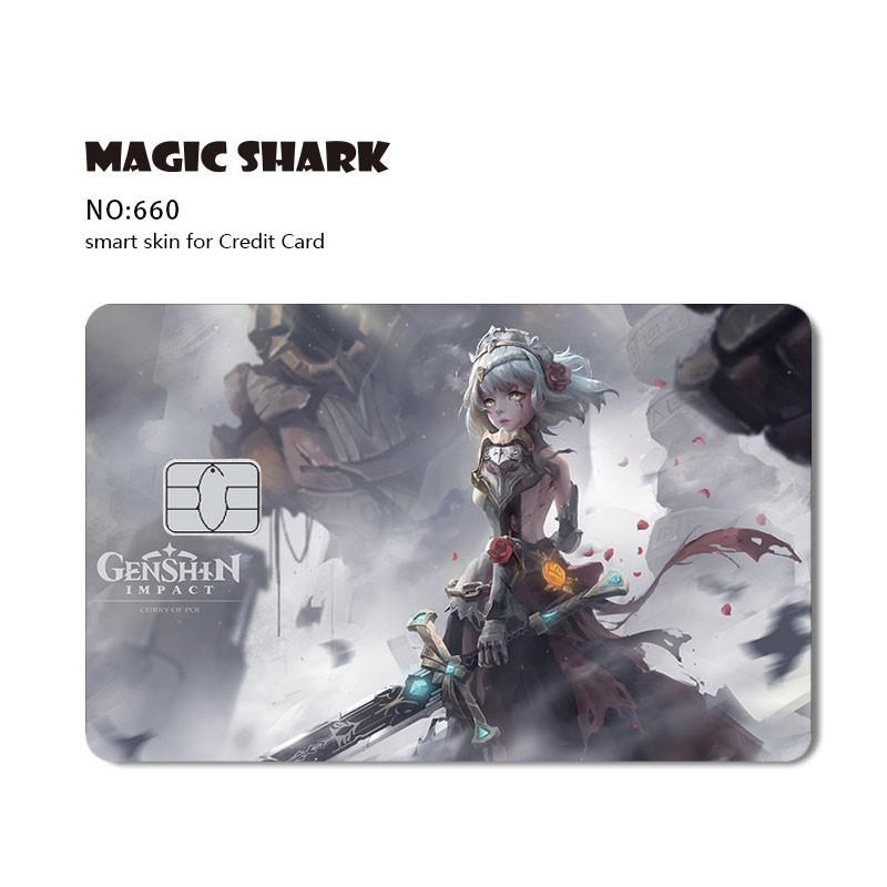 Magic Shark Cool Game Anime Cartoon Matte Film Sticker Skin Film Cover for Big Small No Chip Credit Debit Card Bus Card