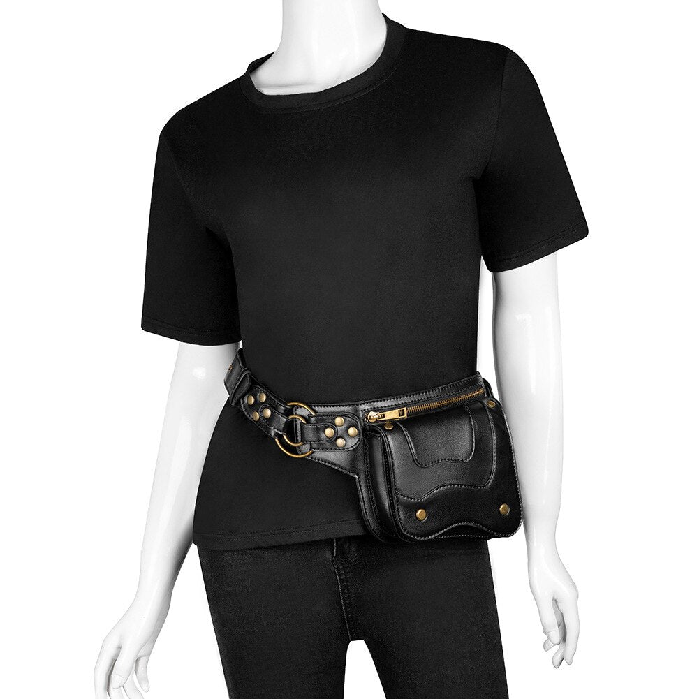 Punk Gothic Waist Bags For Women 2022 Hip Hop Moto Shoulder Purses And Handbags
