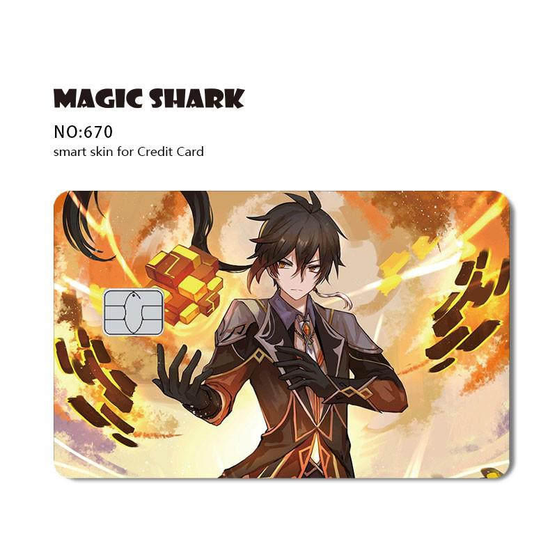 Magic Shark Cool Game Anime Cartoon Matte Film Sticker Skin Film Cover for Big Small No Chip Credit Debit Card Bus Card
