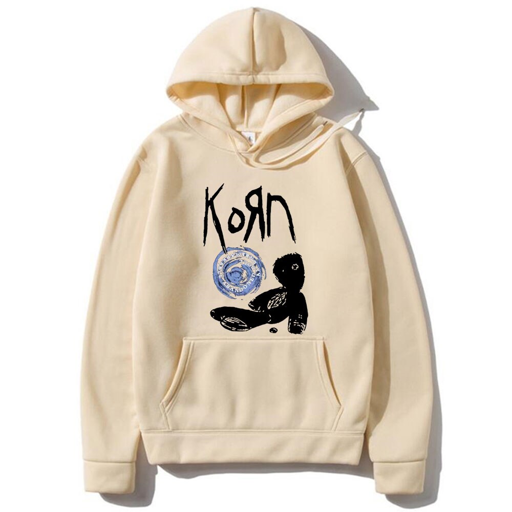 Korn Rock Band Letter Print Hoodie Doll Graphic Hoodies Men Women Hip Hop Oversized Sweatshirt Unisex Cotton Gothic Streetwear