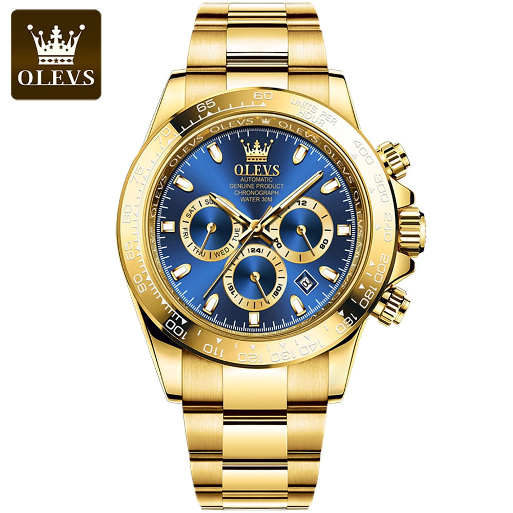 OLEVS Stainless Steel Strap Waterproof Watches for Men Fashion Automatic Mechanical Submariner Full-automatic Men Wristwatch