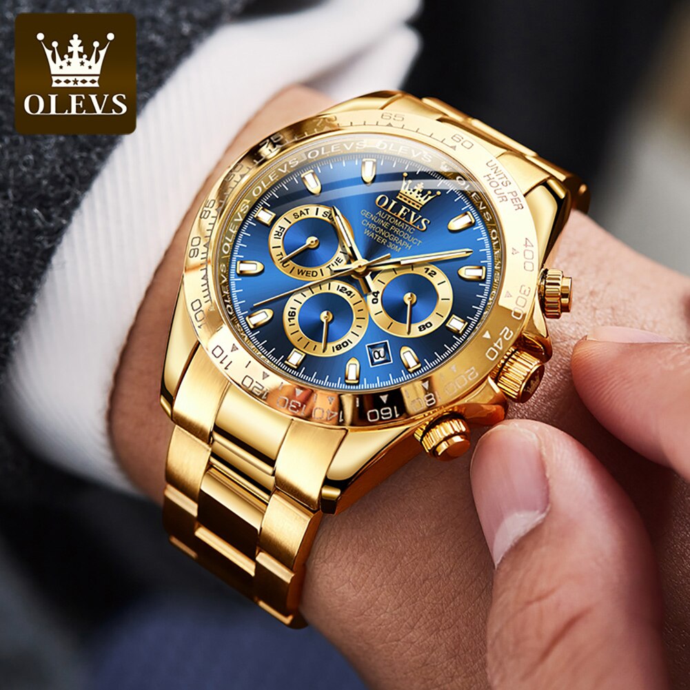 OLEVS Stainless Steel Strap Waterproof Watches for Men Fashion Automatic Mechanical Submariner Full-automatic Men Wristwatch