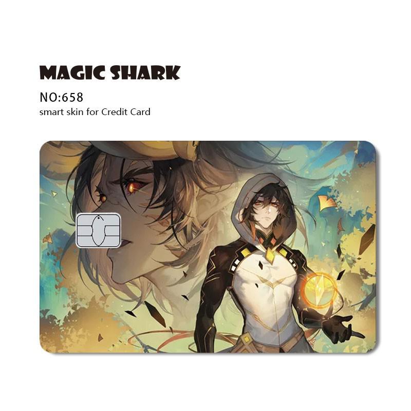 Magic Shark Cool Game Anime Cartoon Matte Film Sticker Skin Film Cover for Big Small No Chip Credit Debit Card Bus Card