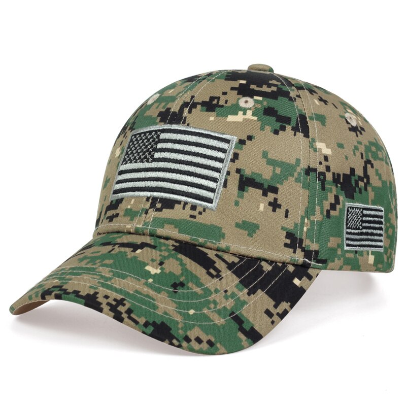 New Men USA Flag Camouflage Baseball Cap Army Embroidery Cotton Tactical Snapback Dad Hat Men Summer Sports Trucker Caps gorras
