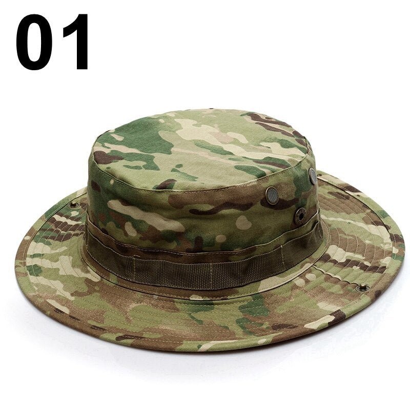 Multicam Boonie Hat Camo Military Hunting Hat Outdoor Hiking Fishing Sun Protector Fisherman Tactical Men Army Camo Hats