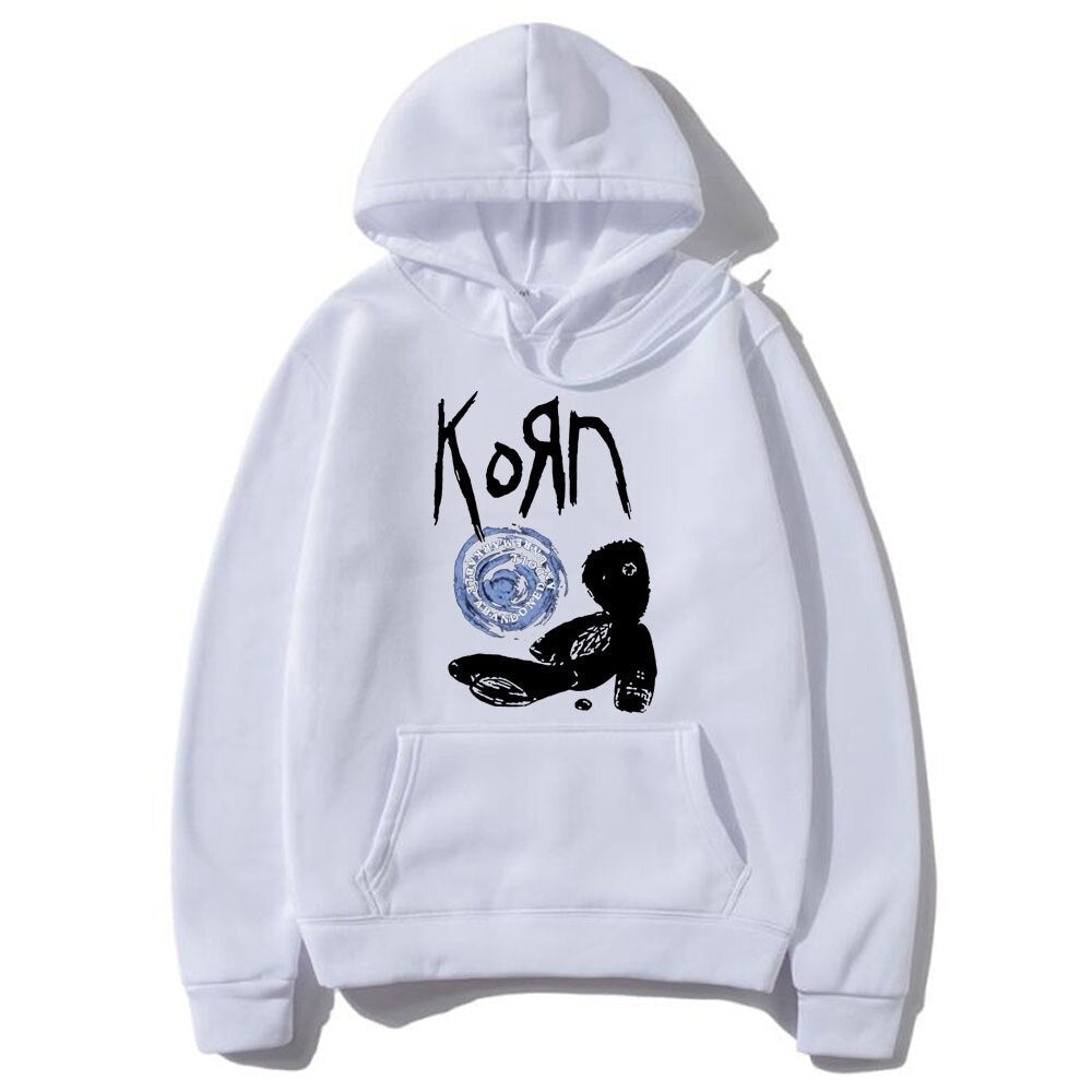 Korn Rock Band Letter Print Hoodie Doll Graphic Hoodies Men Women Hip Hop Oversized Sweatshirt Unisex Cotton Gothic Streetwear