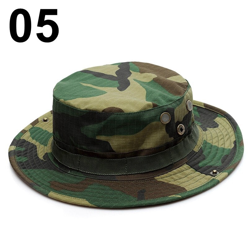 Multicam Boonie Hat Camo Military Hunting Hat Outdoor Hiking Fishing Sun Protector Fisherman Tactical Men Army Camo Hats
