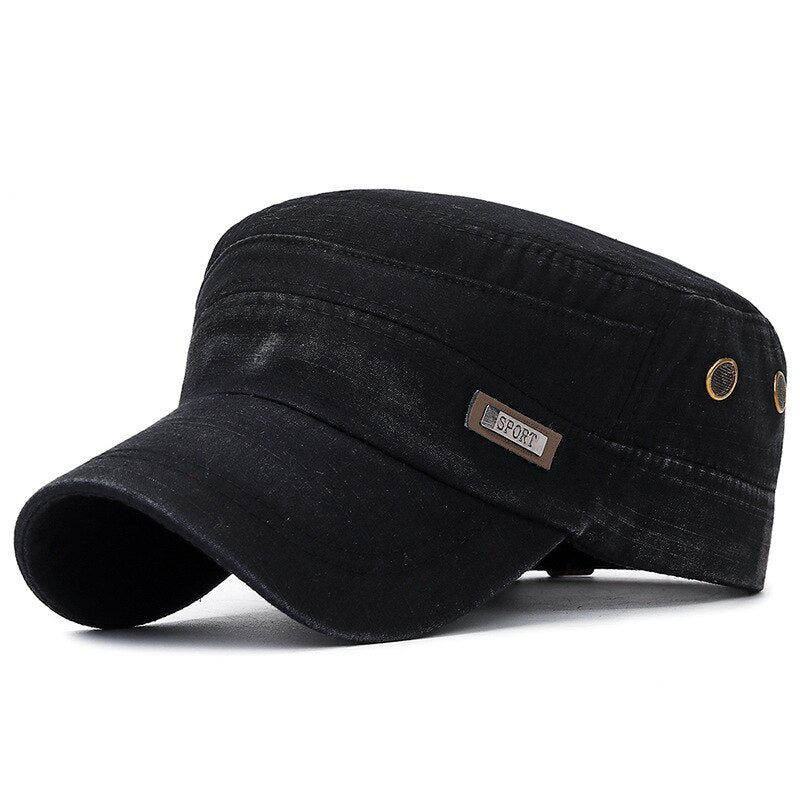 New Fashion Men Military Cap Summer spring Casual Cadet Hat Washed Cotton Flat Top Caps unisex Vintage army Hats Man Caps