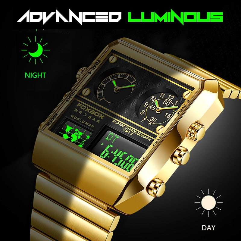 LIGE 2022 New Creative Square Watch Men Top Brand Luxury Digital Watch Fashion Dual Display Watches For Men Relogio Masculino