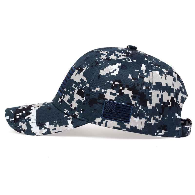 New Men USA Flag Camouflage Baseball Cap Army Embroidery Cotton Tactical Snapback Dad Hat Men Summer Sports Trucker Caps gorras