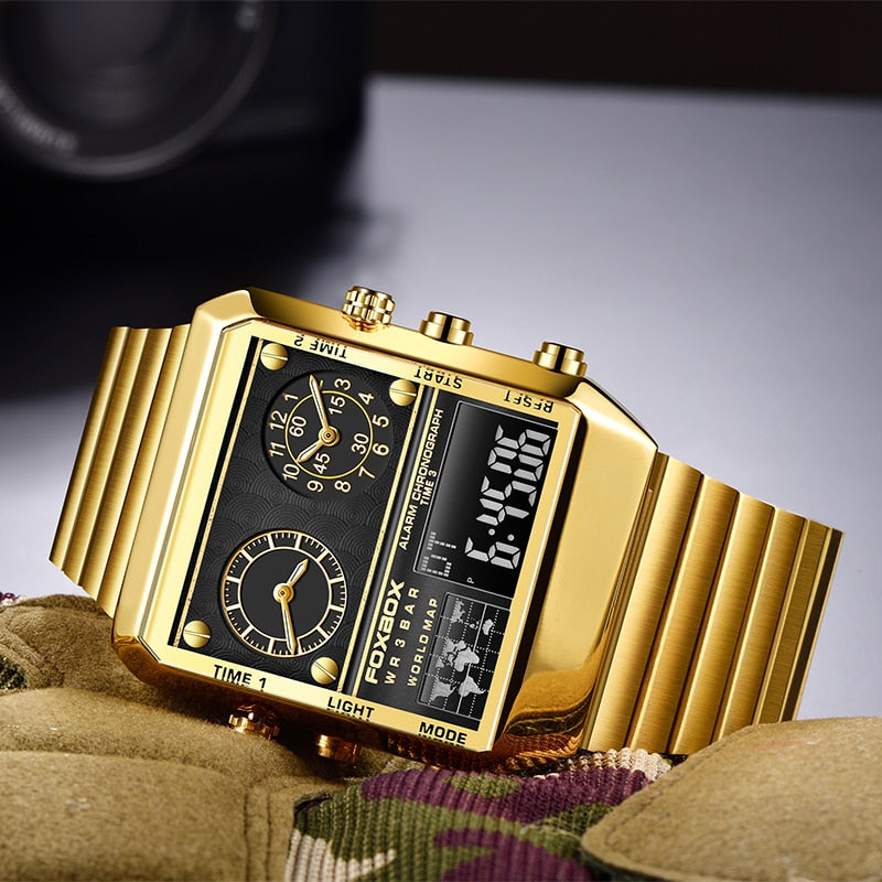 LIGE 2022 New Creative Square Watch Men Top Brand Luxury Digital Watch Fashion Dual Display Watches For Men Relogio Masculino