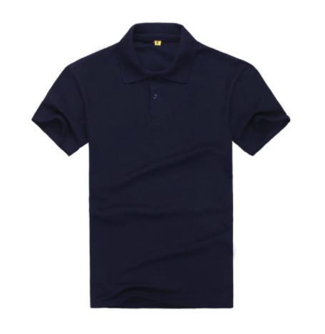 Navy Blue Mens Plain Collar Short Sleeve Polo