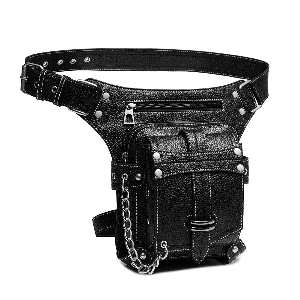 Steampunk Bags Gothic Waist Bags Packs Retro Rock Leather Women Fashion Men Hip