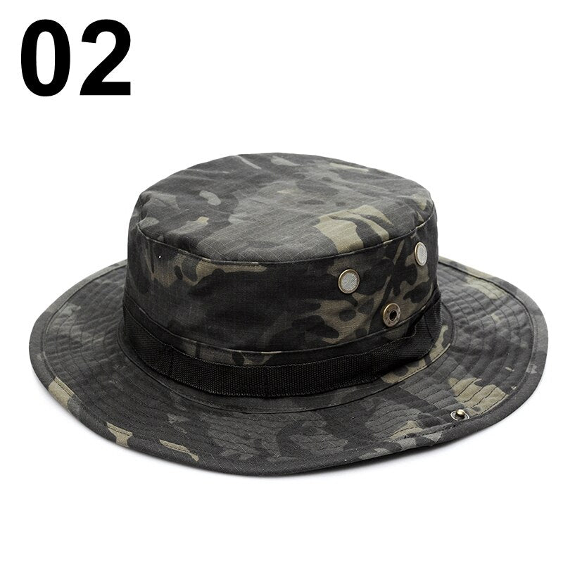 Multicam Boonie Hat Camo Military Hunting Hat Outdoor Hiking Fishing Sun Protector Fisherman Tactical Men Army Camo Hats